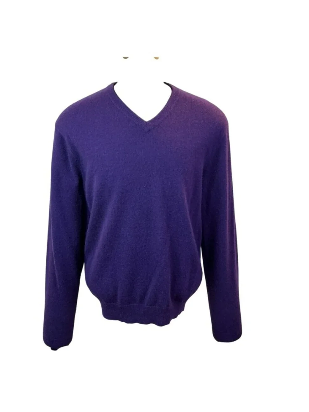 Club Room Estate 100% Cashmere Purple V-Neck Pullover Sweater Mens Large - Picture 3 of 10